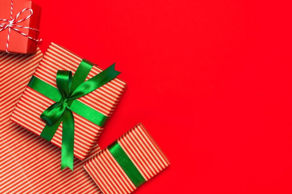 gift boxes against a red background