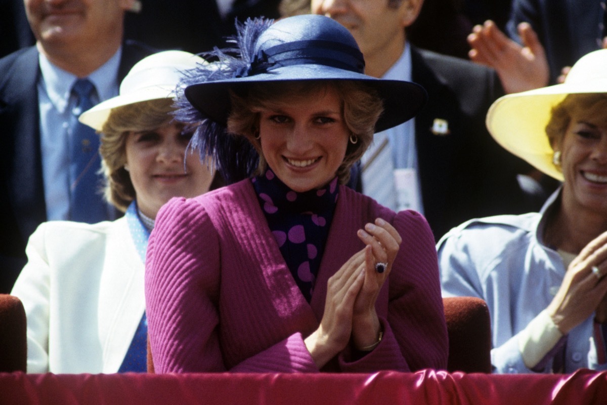 princess diana wearing hat and engagement ring 