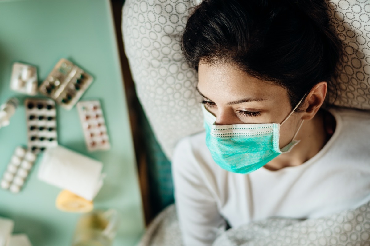 woman with mask in hospital