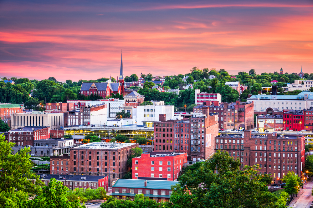 The skyline of Lynchburg, Virginia