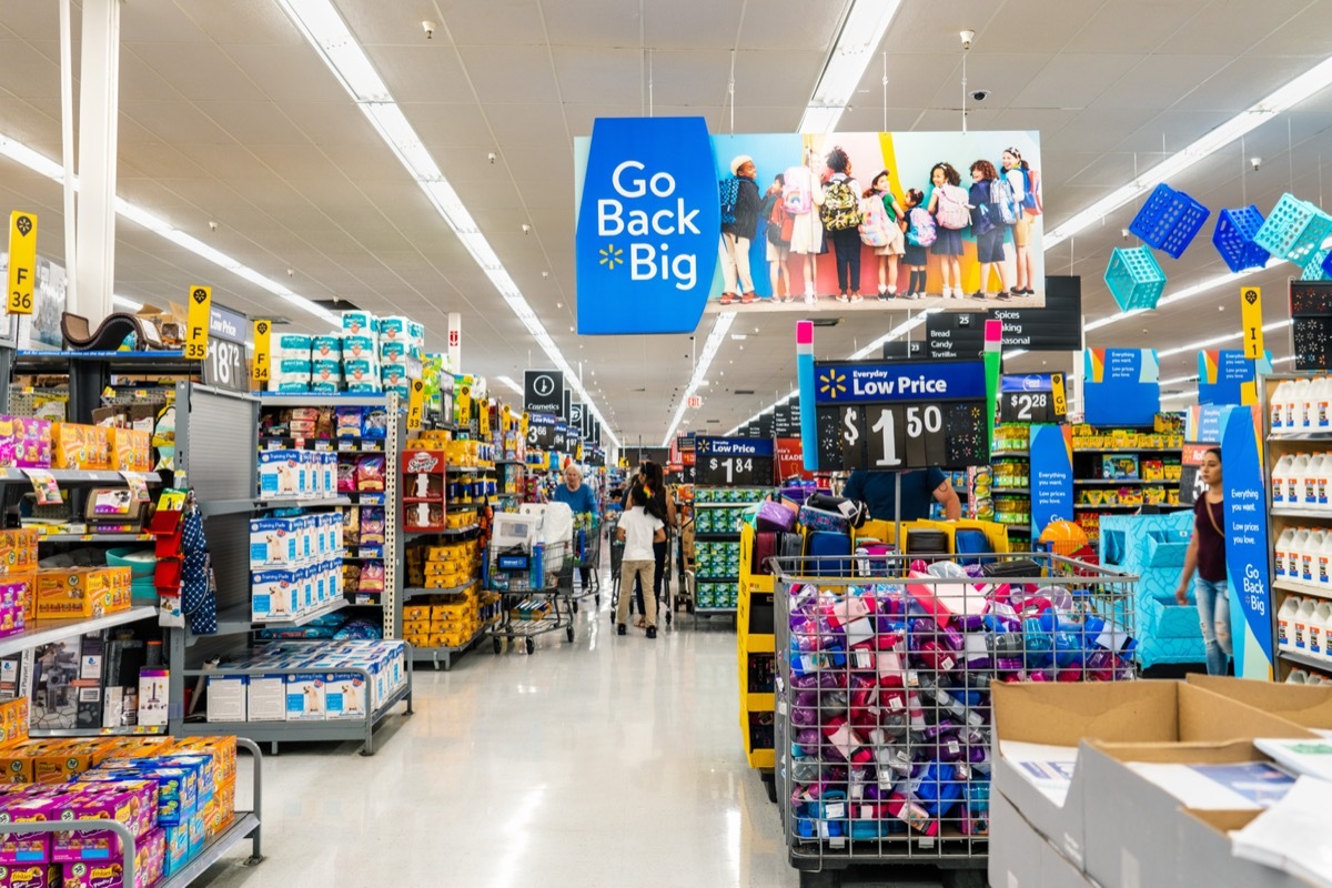 aisle in a Walmart retail store