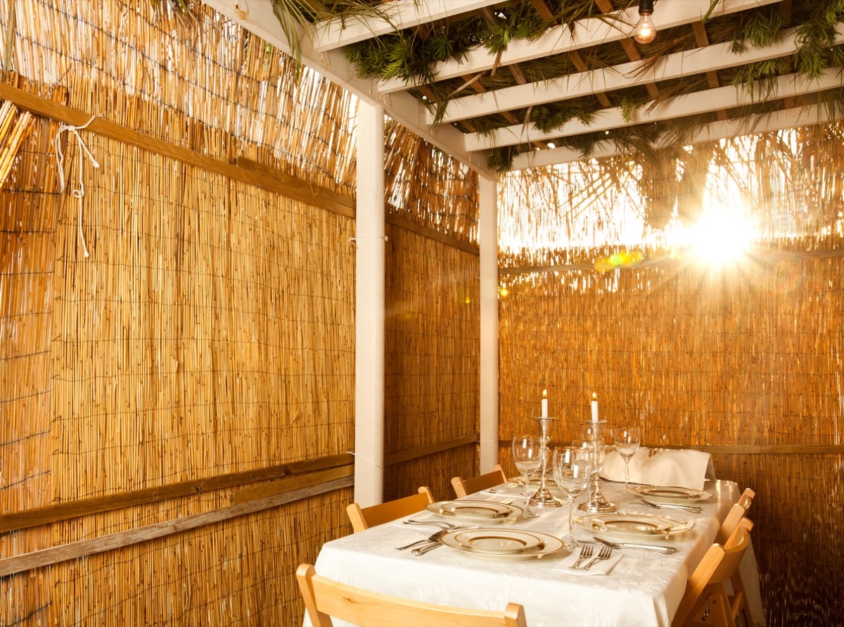 sukkah for sukkot with table in it