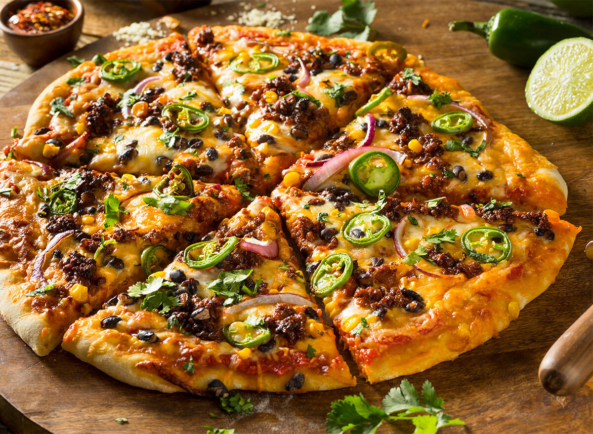 taco pizza with jalapenos