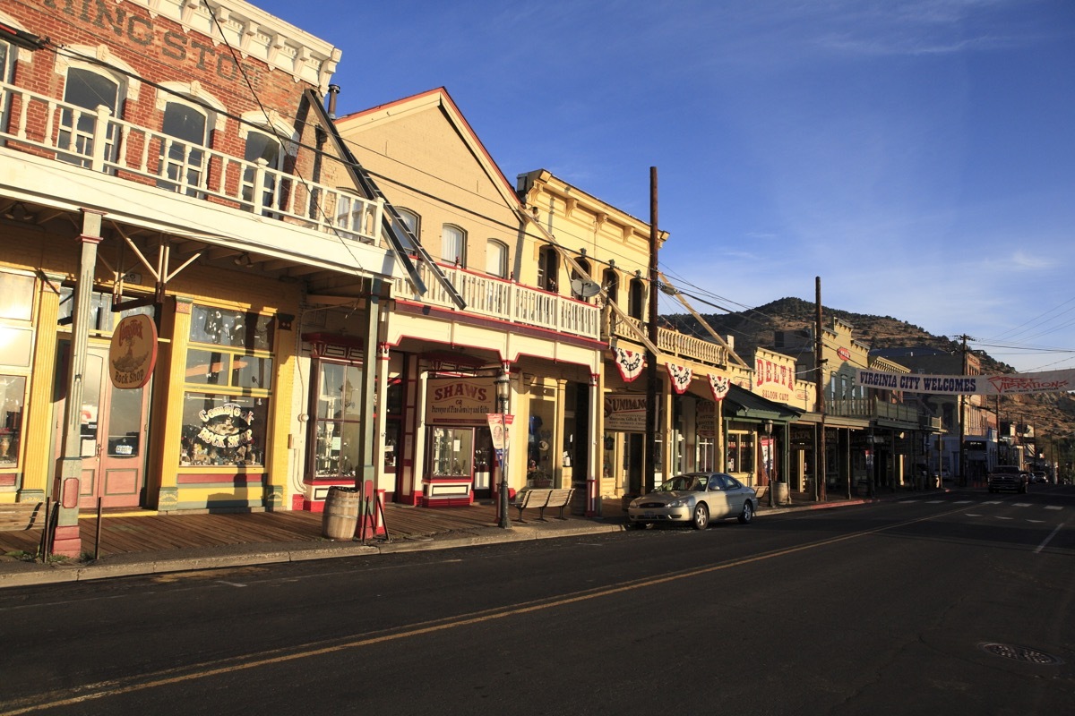 Virginia City, Nevada - Sep 17, 2017: The downtown overhang main street in the morning - Image