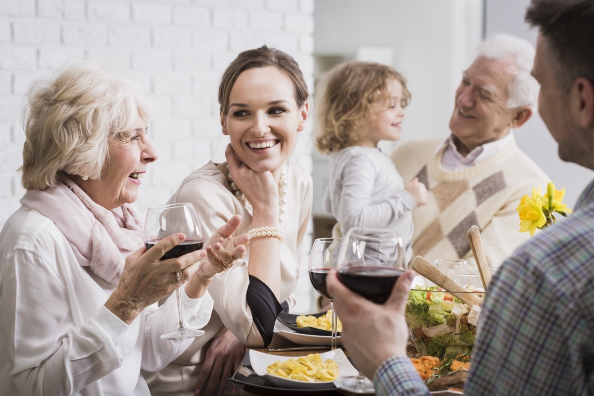 Intergenerational family dinner