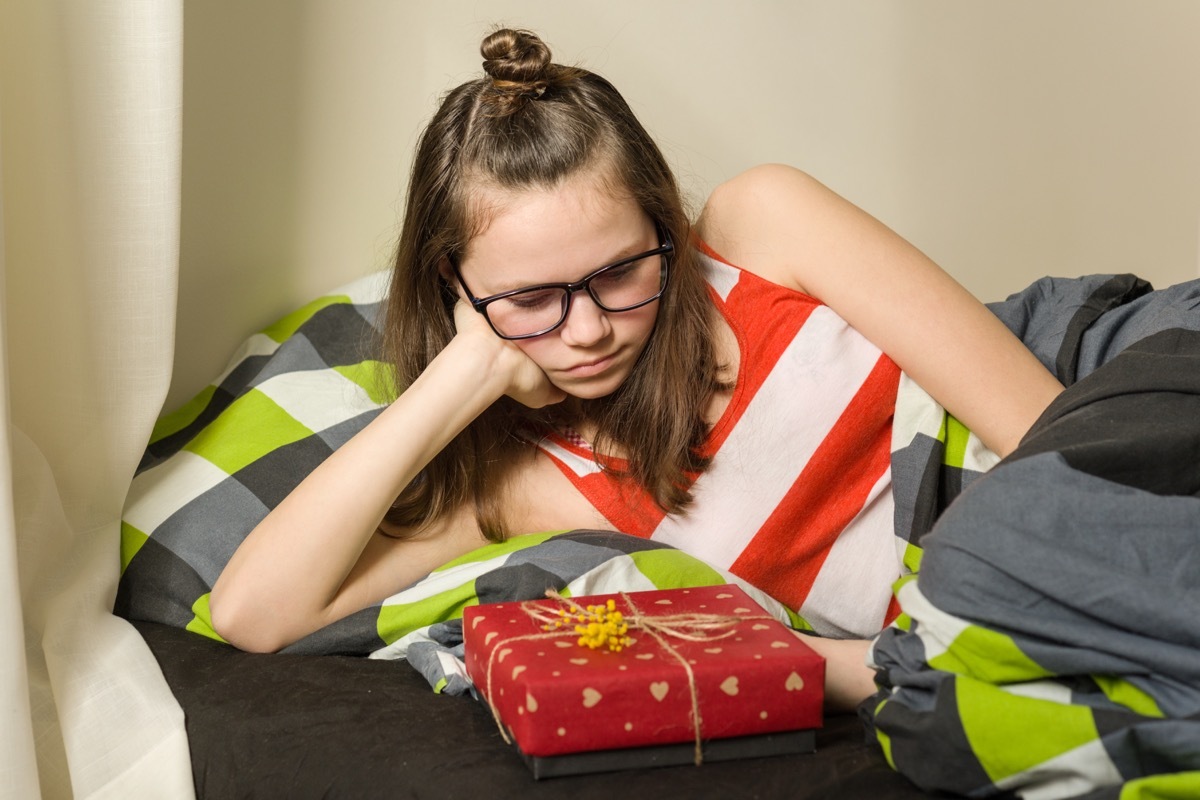 white teenage girl upset about gift