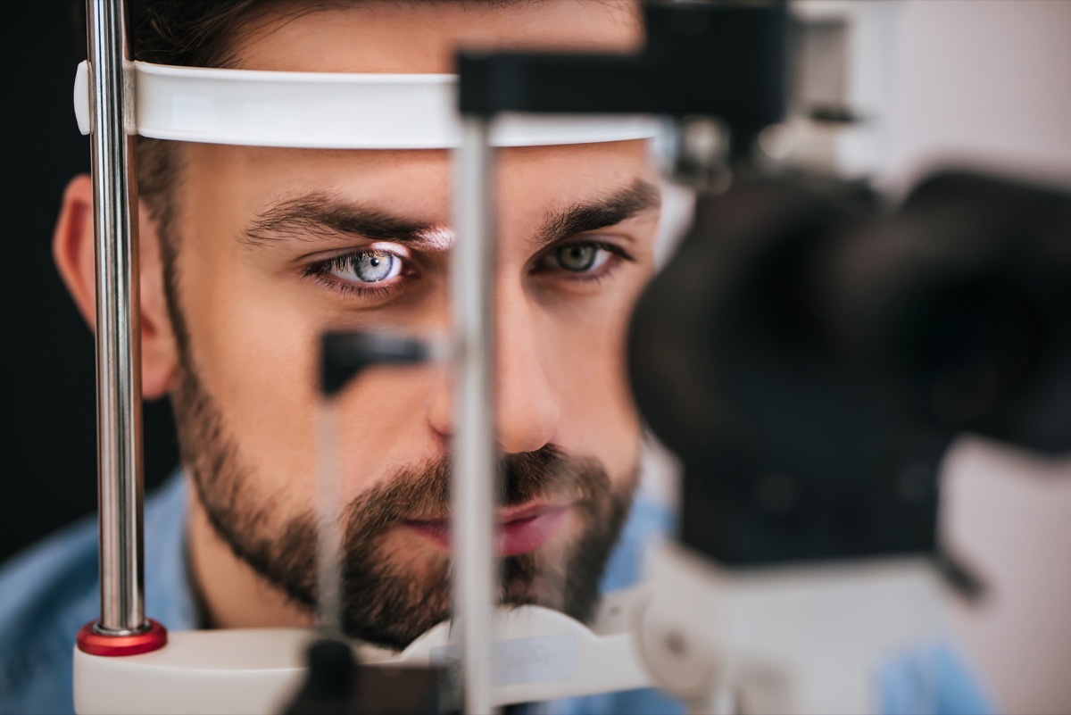 Man getting his eye checked