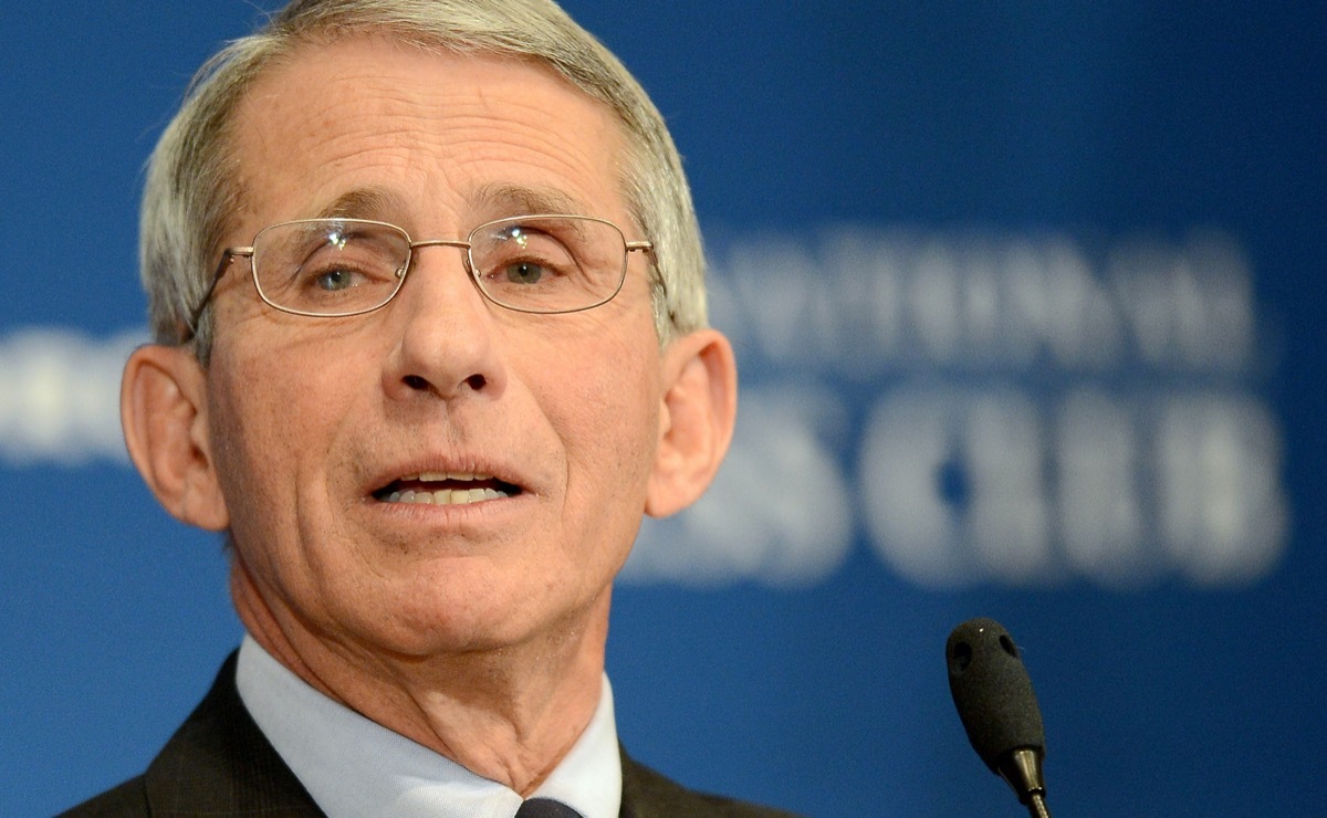 Dr. Anthony Fauci, director of the National Institute of Allergy and Infectious Diseases, speaks at the National Press Club in Washington.