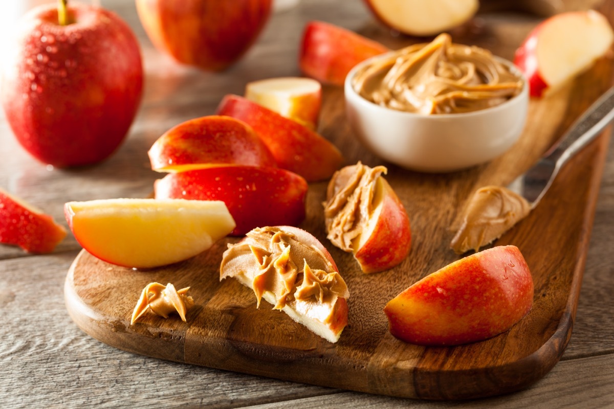 Organic Apples and Peanut Butter to Snack on