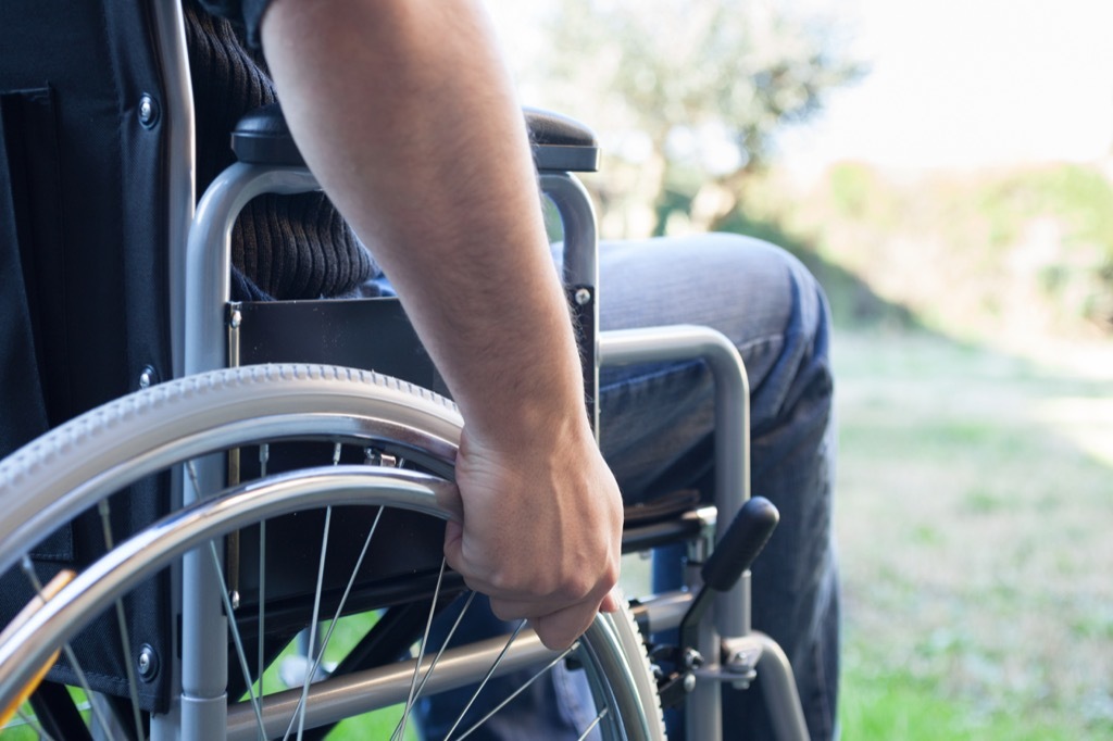 Paralyzed man in a wheelchair