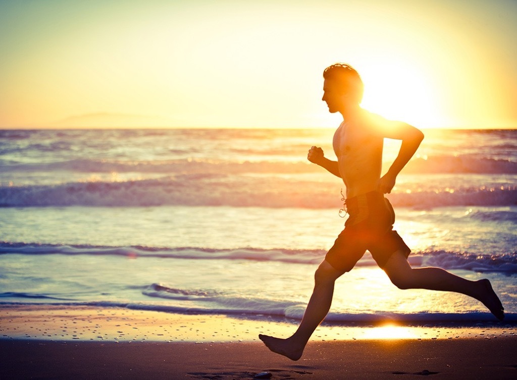 man dramatically running on the beach, math jokes