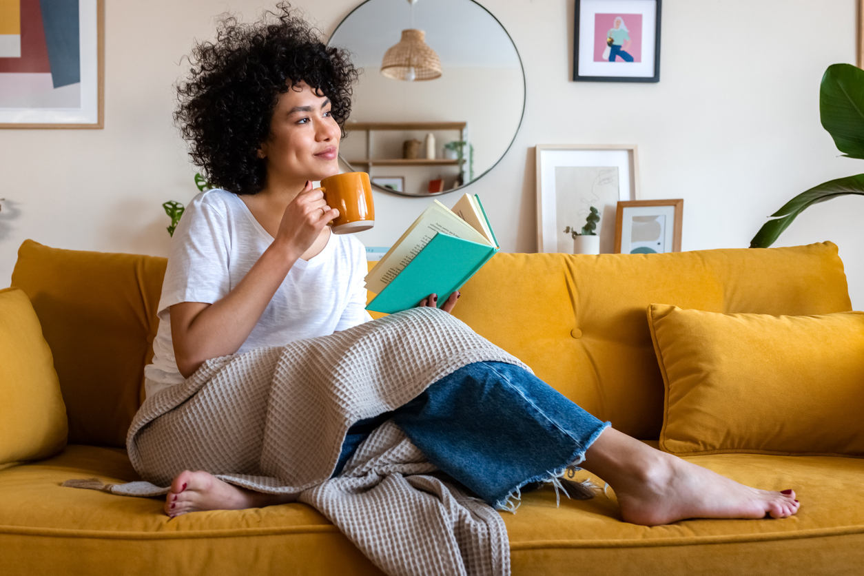 young woman reading a book