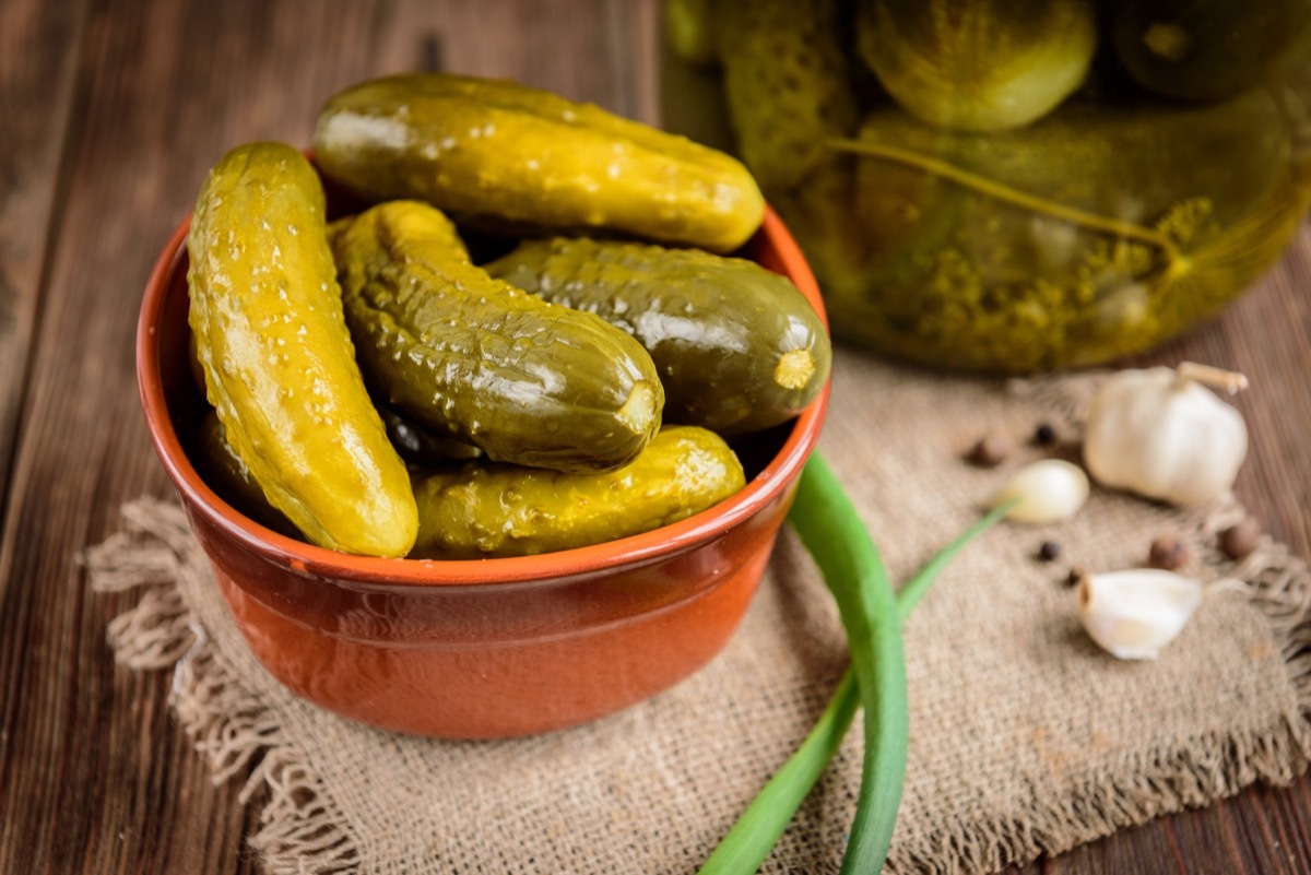 pickles in a bowl on table